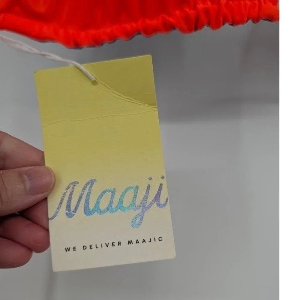 Maaji Reversible Sliding Triangle Bikini‎ Top Orange NWT Womens Size L